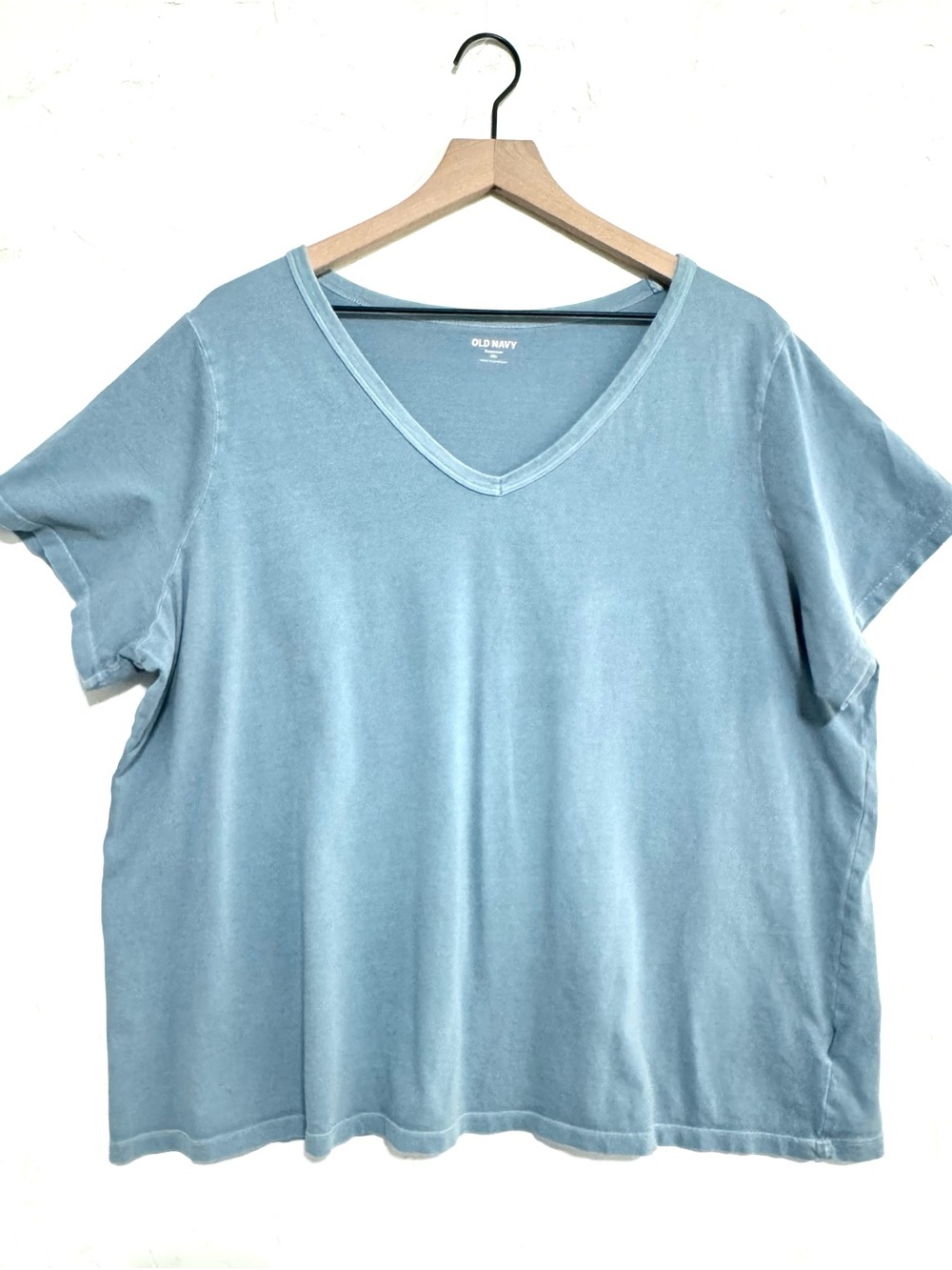 Old Navy EveryWear Women’s XXL Garment Dyed V-Neck Blue Cotton Tee